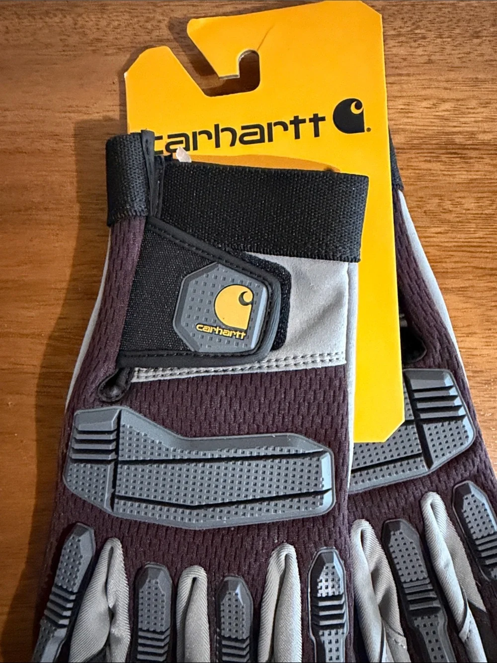Carhartt Gray and Dark Brown Protective Work Gloves
